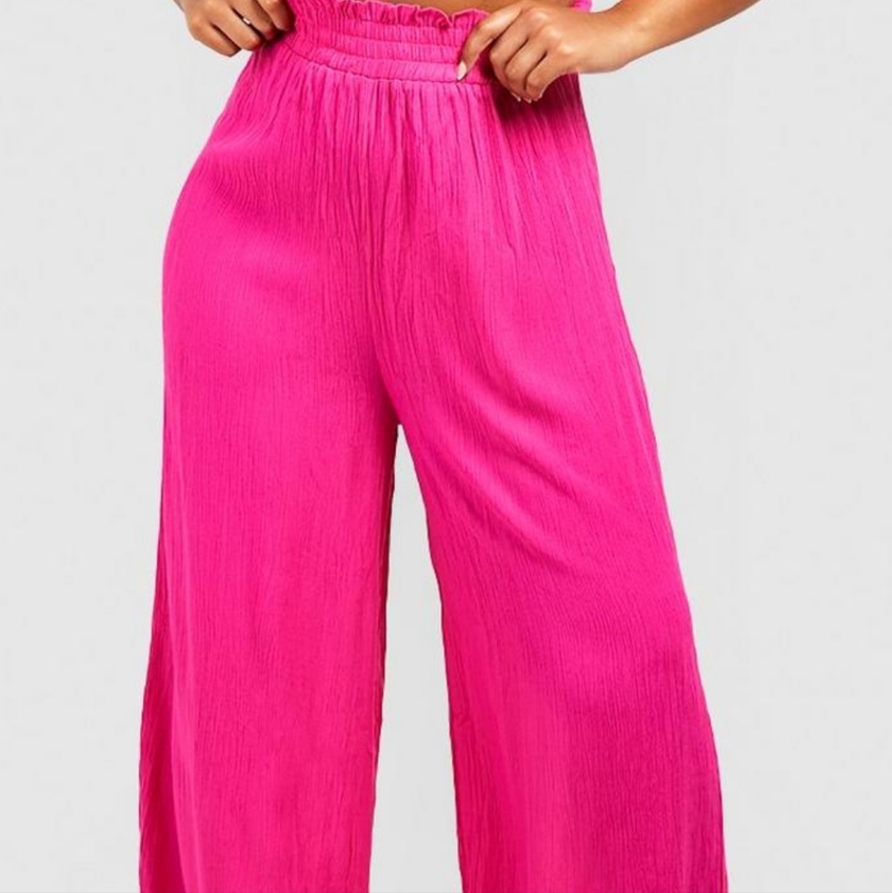 Women's Crinkle Rayon Wide Leg Pant